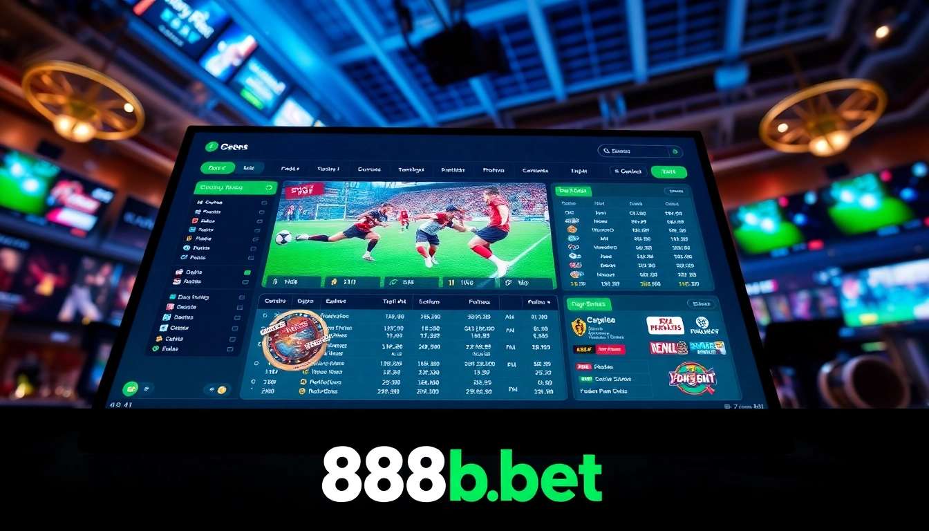 Interactive betting interface of 888b.bet showcasing sports and casino games.