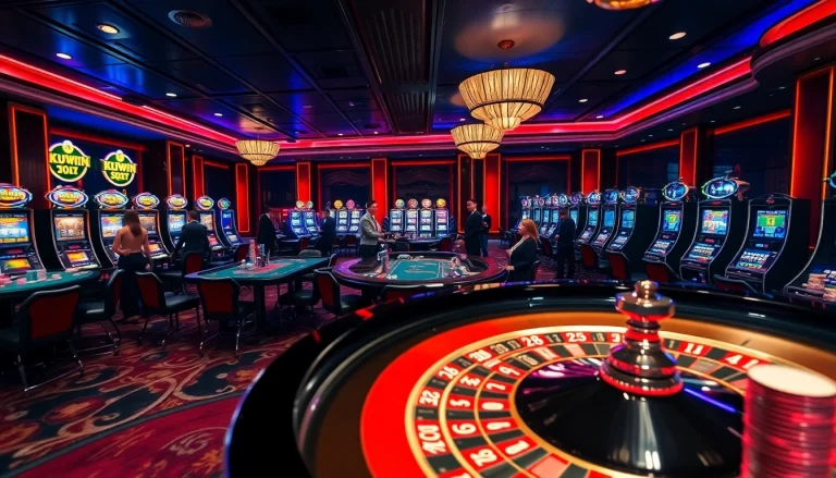 Experience the thrill of gambling at KUWIN with poker tables and vibrant casino games.