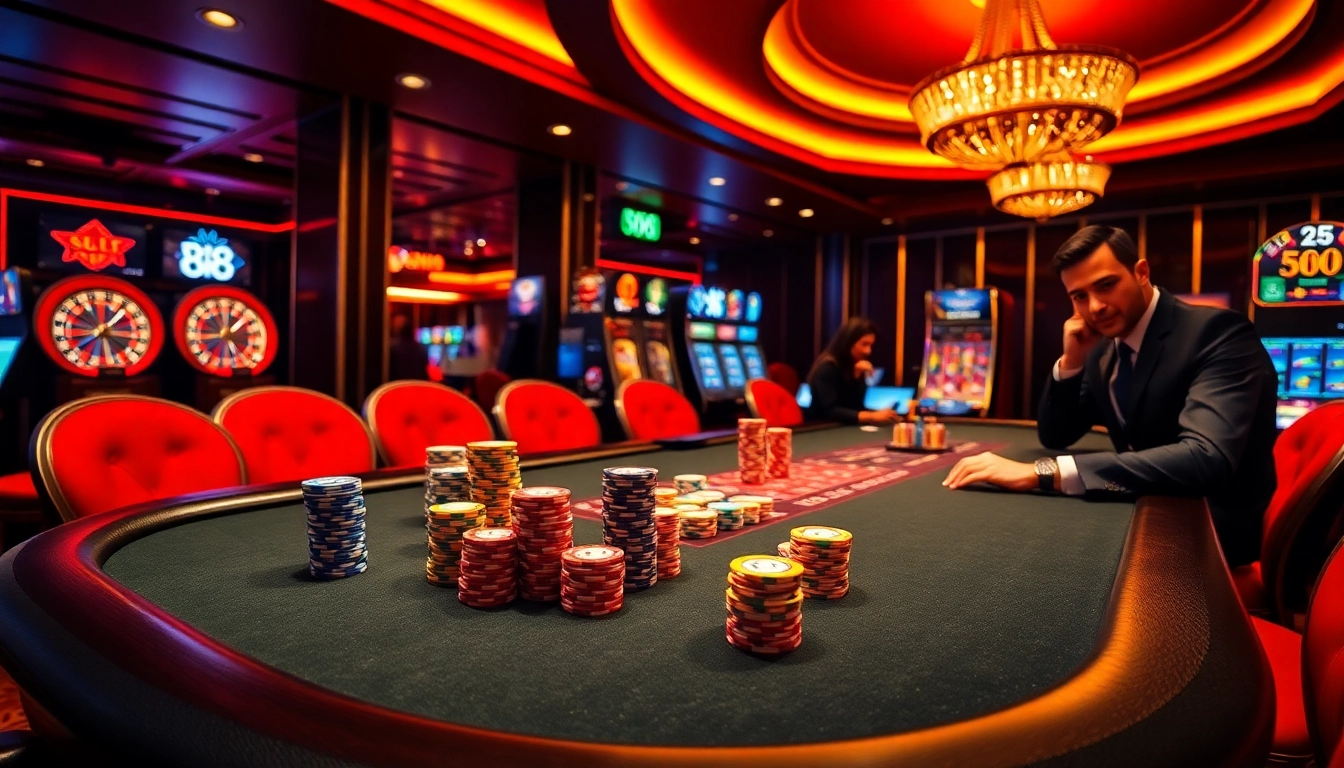 Players strategizing at a casino poker table under the enticing ambiance of mb 88.