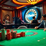 Experience intense gameplay at 23win with colorful chips and a spinning roulette wheel.