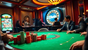 Experience intense gameplay at 23win with colorful chips and a spinning roulette wheel.