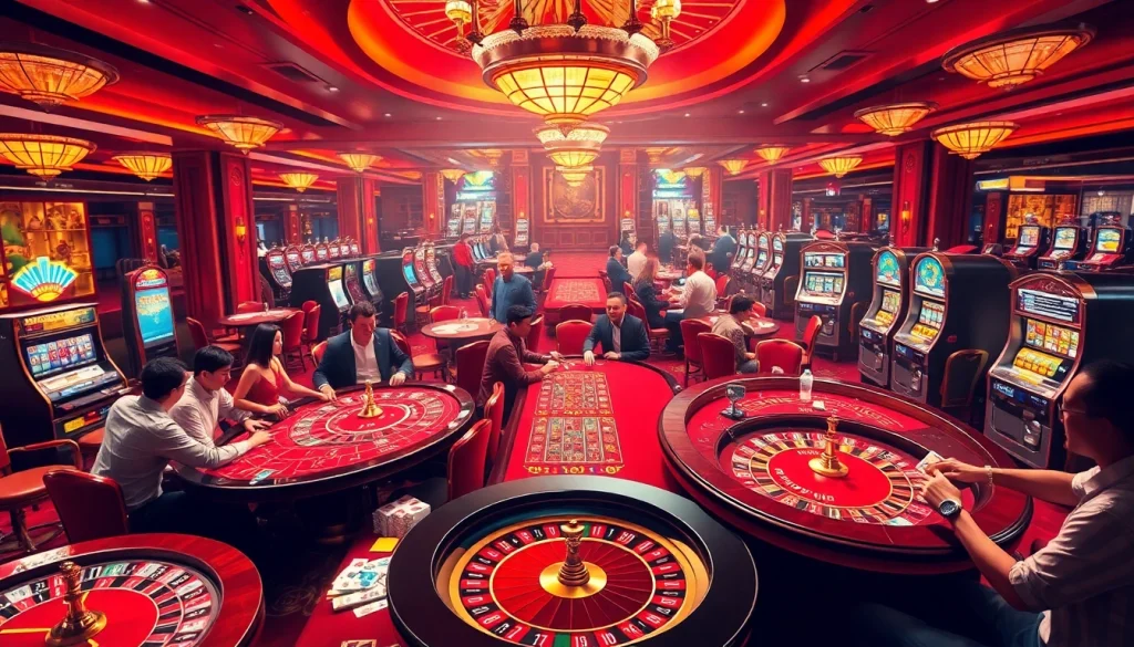 KJC players enjoying an exciting casino game with vibrant tables and thrilling betting action.