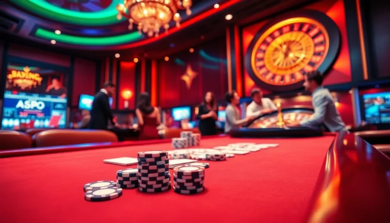 Experience the excitement of tha bet at a vibrant casino table with poker chips and cards.