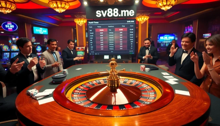 Players placing bets at an exciting roulette table inspired by sv88.me's gaming experience.