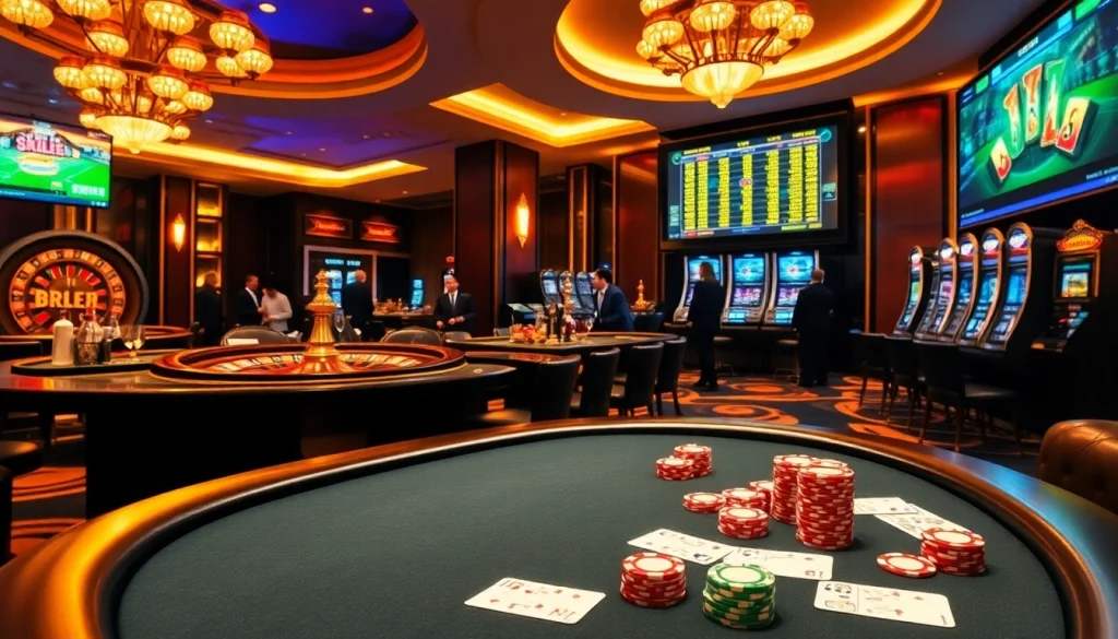 Experience thrilling gameplay at c54.gb.net with a luxury casino atmosphere filled with poker tables and vibrant slot machines.