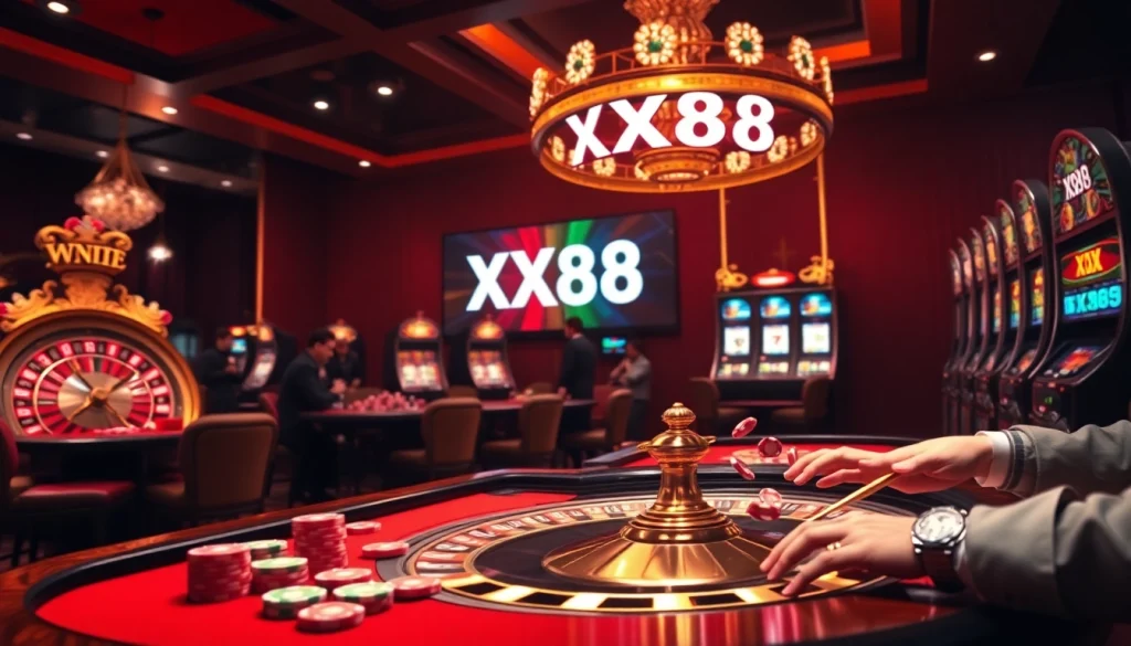 Players at a high-stakes gaming table enjoying the excitement of XX88 casino gameplay.