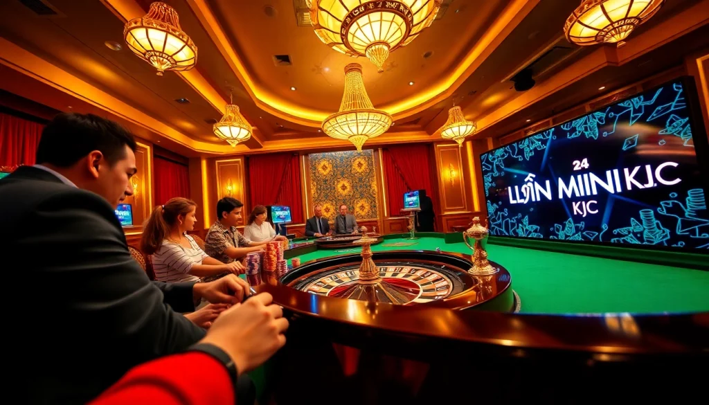 Experience the excitement of gaming at LIÊN MINH KJC casino with vibrant tables and engaging players.