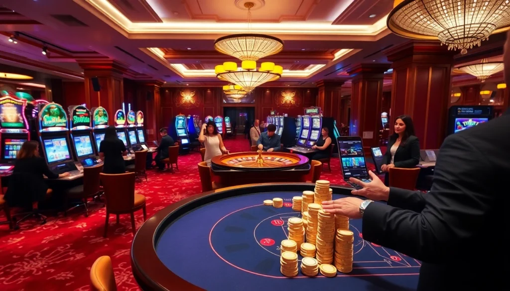 Experience the thrill of Tg88 Link at a modern casino with poker chips and roulette.