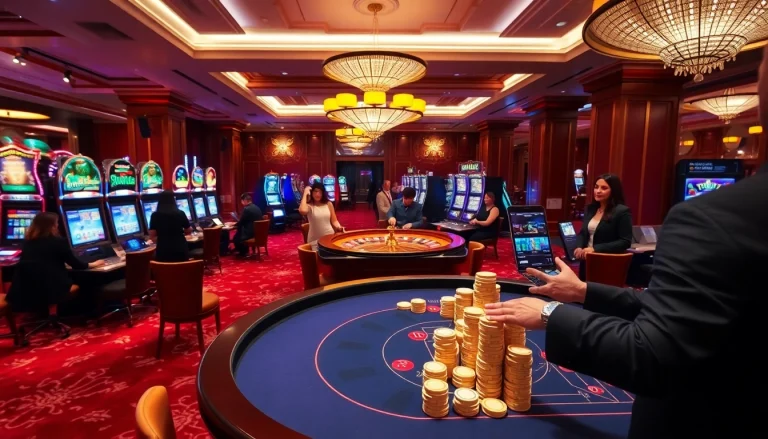 Experience the thrill of Tg88 Link at a modern casino with poker chips and roulette.