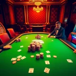 Gamble at nhà cái KK55, featuring vibrant poker chips and cards on an opulent casino table.