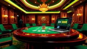 Experience thrilling gaming at SV388 with vibrant poker table scenes and advanced gambling technology.