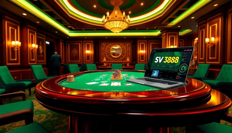 Experience thrilling gaming at SV388 with vibrant poker table scenes and advanced gambling technology.