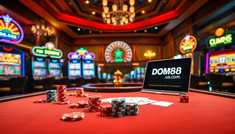Experience the thrill of luxury gambling at dom88.us.com with exciting gaming tables and vibrant slot machines.