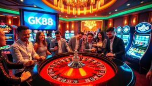 Experience the excitement of GK88 casino gaming with vibrant ambiance, roulette, and poker.