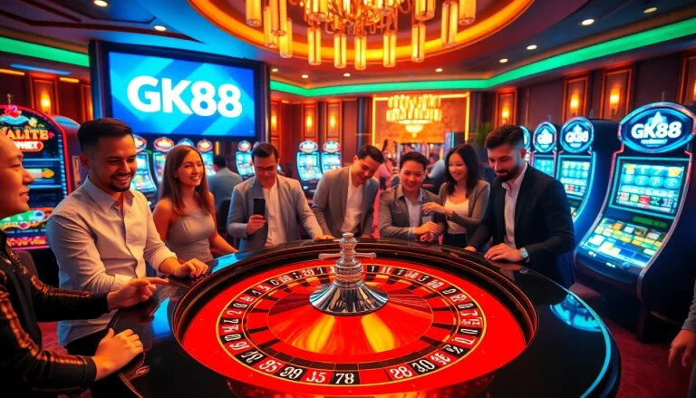 Experience the excitement of GK88 casino gaming with vibrant ambiance, roulette, and poker.