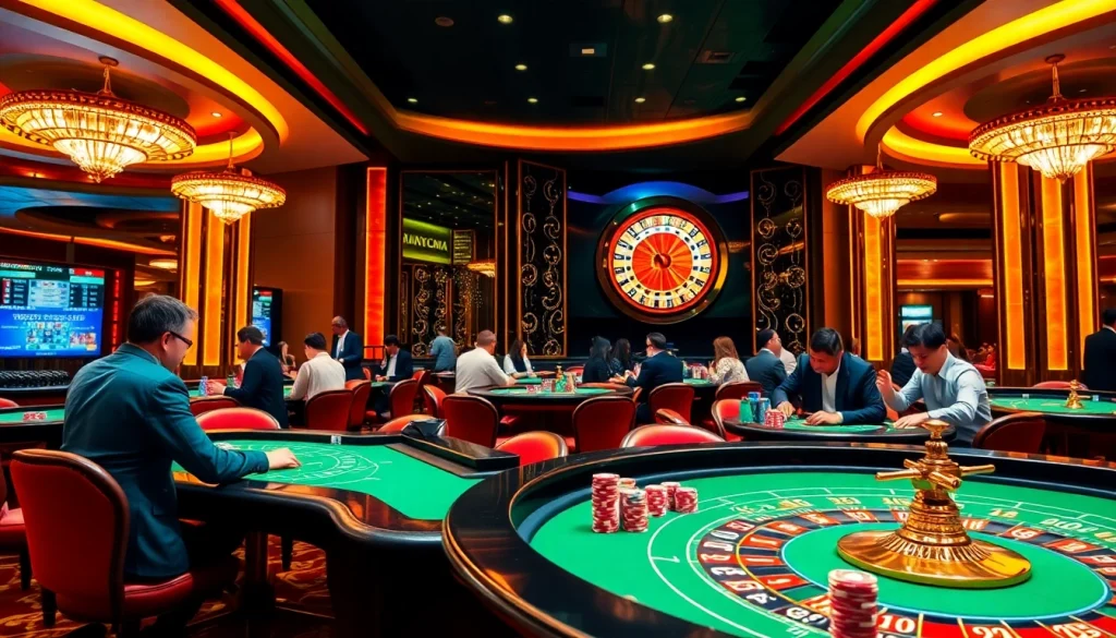 Betting excitement at https://789bet.ac/ with vibrant casino tables and roulette wheel.