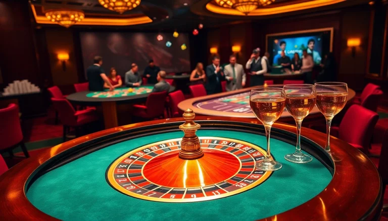 Experience the thrill of 88i bet at an elegant casino table with roulette and excited players.