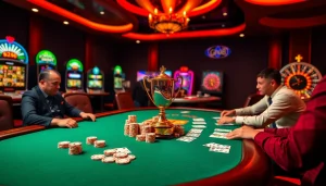 GG 88 players engage in an exciting poker game at a luxurious casino table.
