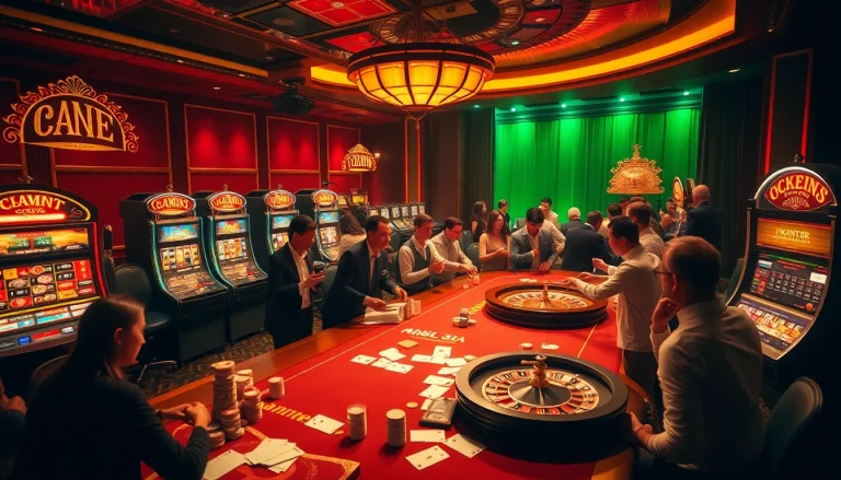 Dynamic gaming experience at a casino with players enjoying ok8386 betting on tables and slots.