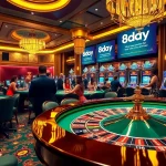 Experience the thrill of 8day's upscale casino environment with players enjoying vibrant gaming tables.