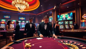 Experience excitement at http://ww88tg.com/ with a luxurious casino scene, featuring poker, slots, and thrilling action.
