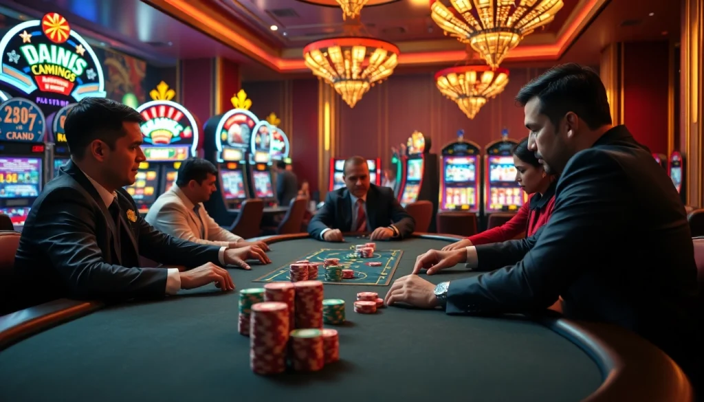 Players enjoying a thrilling game on the 999E casino platform with colorful poker chips.