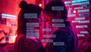 Engaging NSFW character AI chat interaction with warm ambient lighting and digital character connection.