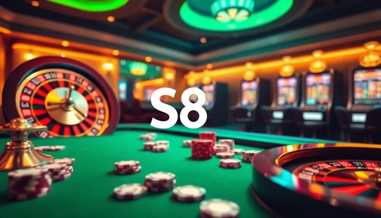 S8 casino platform showcasing exciting roulette action and vibrant poker chips.