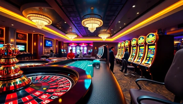 Experience the excitement of gaming at GG88 with vibrant slot machines and a dynamic roulette wheel.