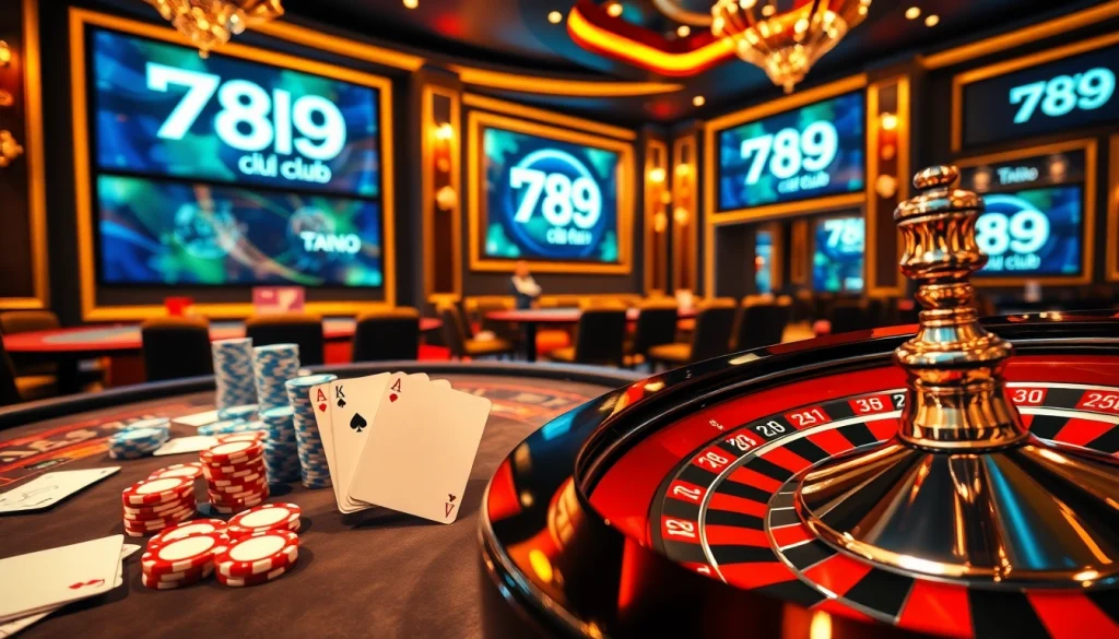 A thrilling moment at the 789 club casino featuring vibrant chips and lively roulette.