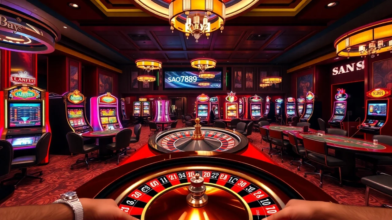 Sao789 players enjoying a thrilling casino experience at poker and roulette tables.