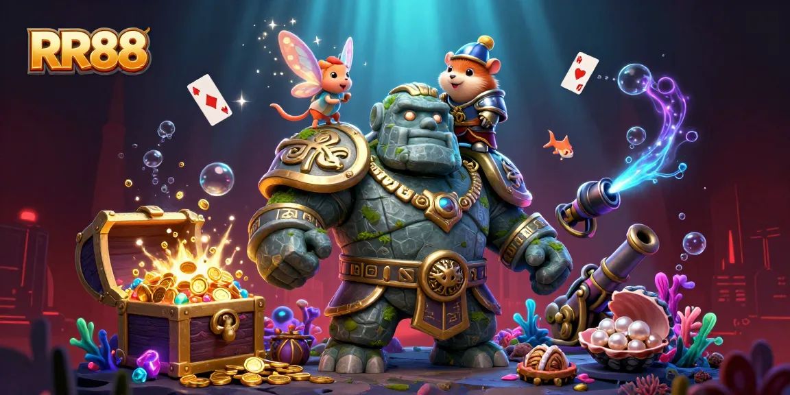 Spin the reels on RR88 with a magical golem guardian guiding players through enchanting games.