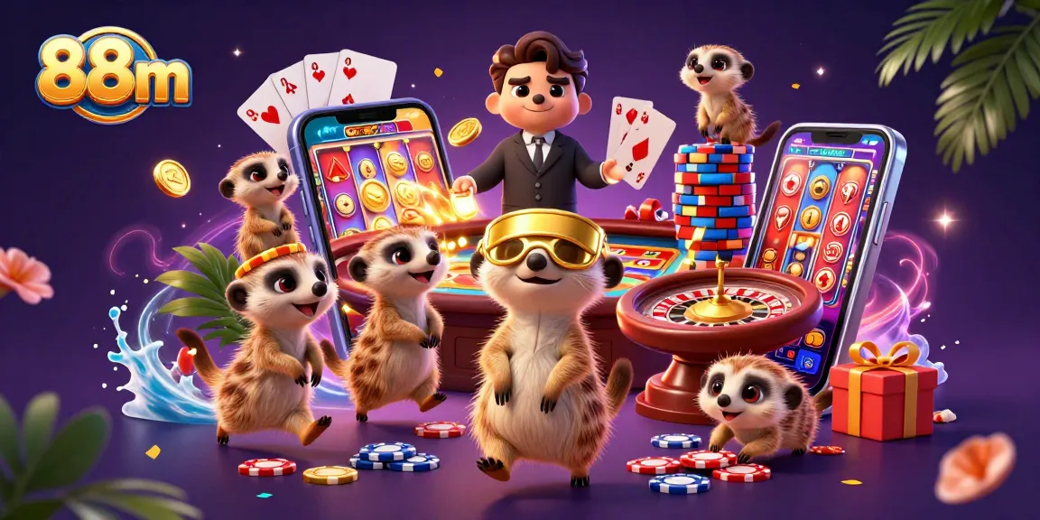 Engage in thrilling casino fun with 88m as meerkats operate a vibrant gaming scene.