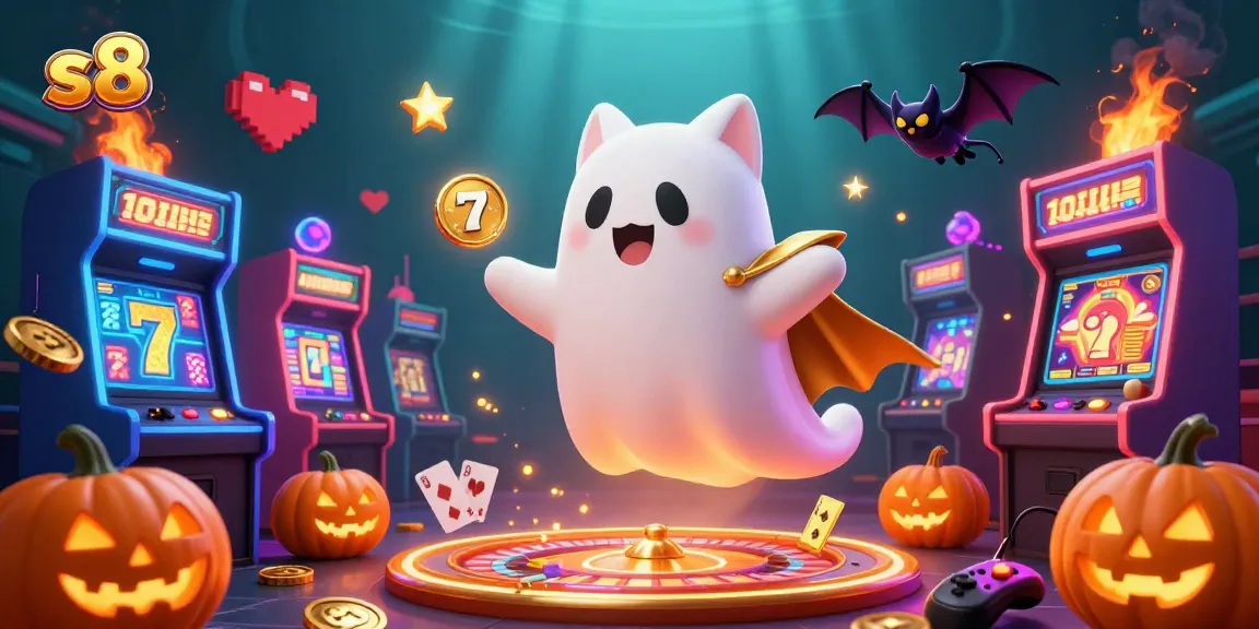 s8 offers thrilling gaming experiences in a vibrant casino with ghost cat and vampire bat companions.