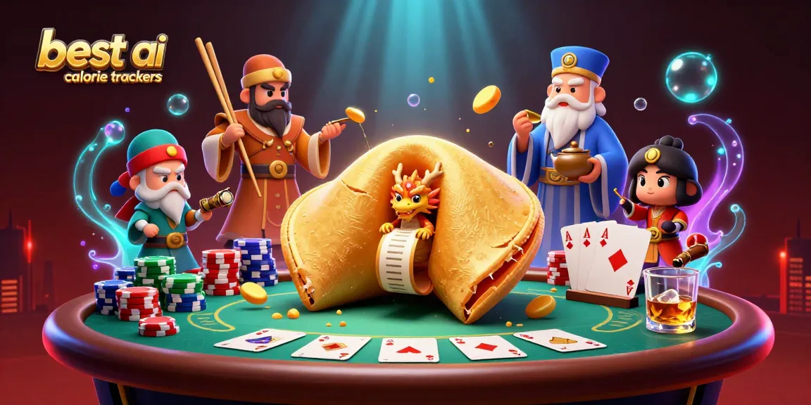 Engage with the best ai calorie trackers through vibrant poker-inspired 3D illustration art.