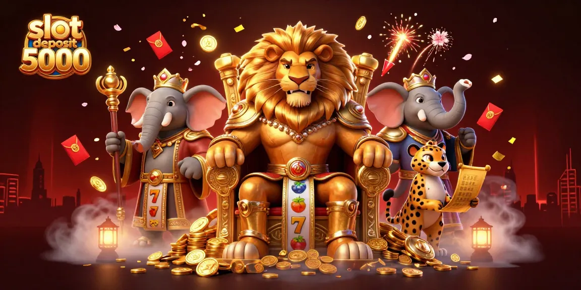 Engage in the thrilling world of slot deposit 5000 with our vibrant 3D casino illustration.