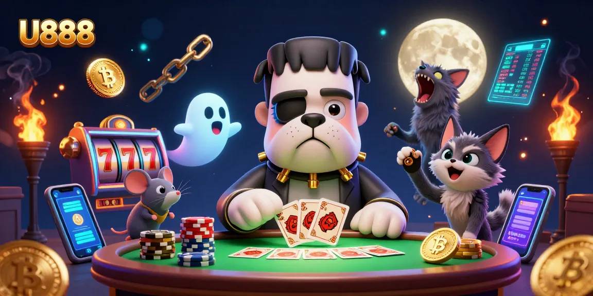U888 engages bettors with a vibrant 3D casino scene featuring characters and gaming elements.