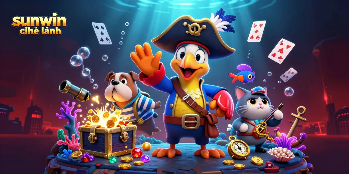 Experience the excitement at sunwin chính hãng as the pirate crew plays casino games amid treasure!